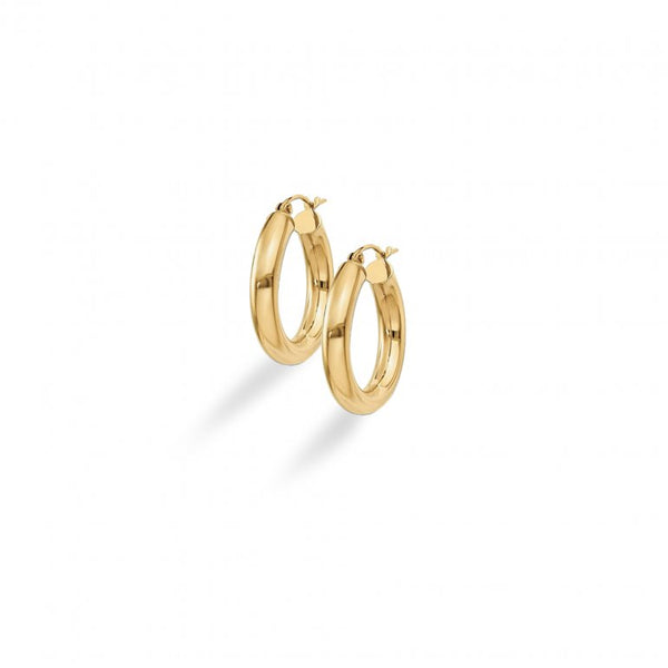 Bold Small Wide Round Hoop Earring in 10k Gold -Yellow