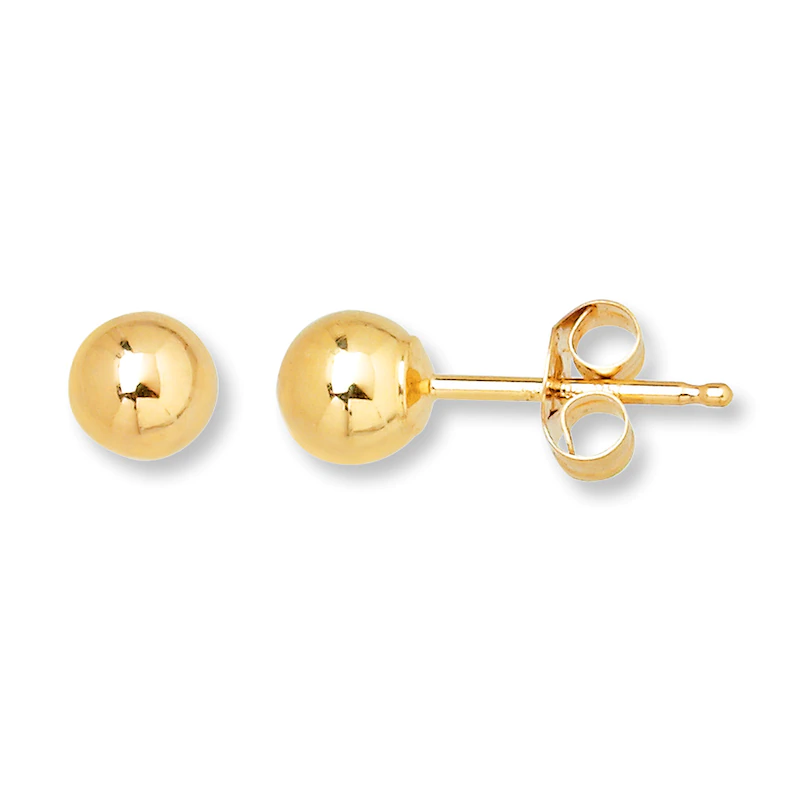 Medium Ball Stud Earrings 5mm in 10k Gold-Yellow Gold