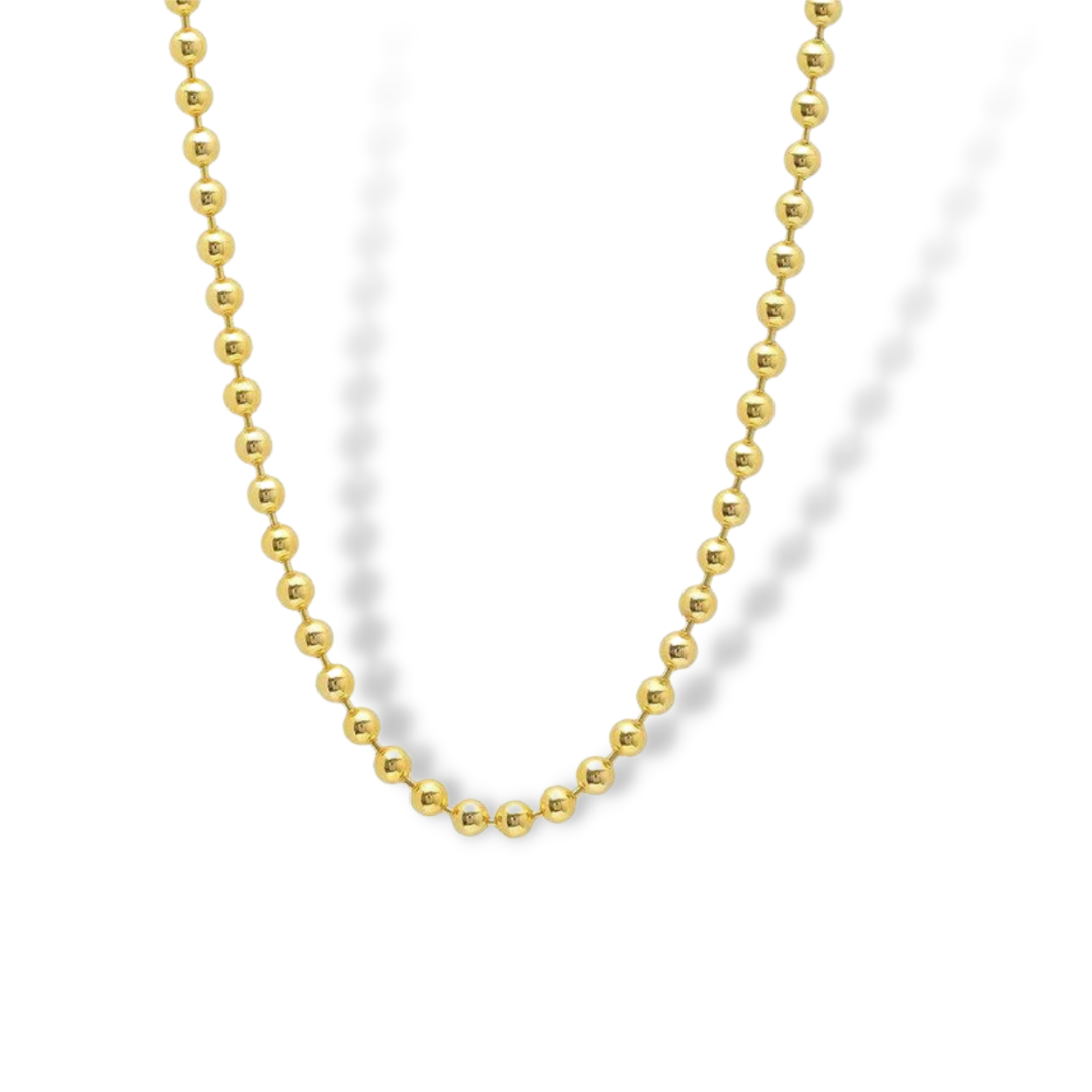 Medium Round Bead Necklace in 14K Gold