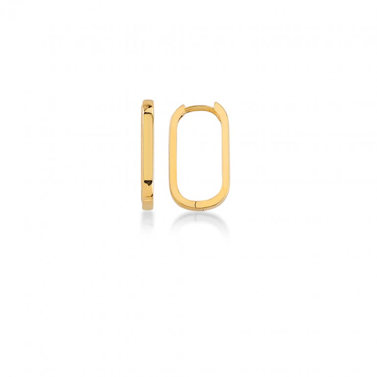 Gold Flat Oval Huggie in 10K Yellow Gold