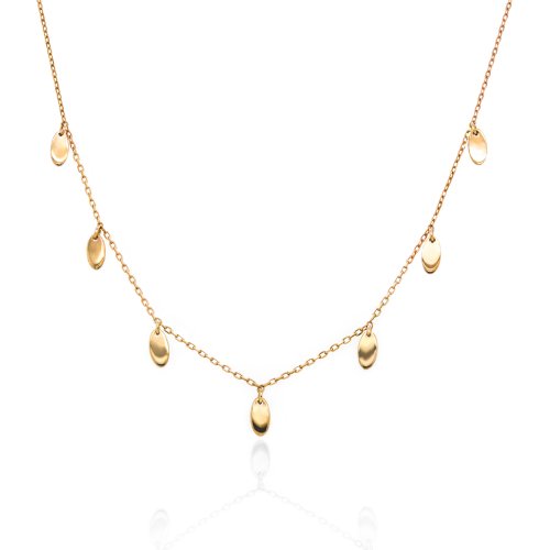 Geometrique Oval Drops Necklace in 10k Yellow Gold