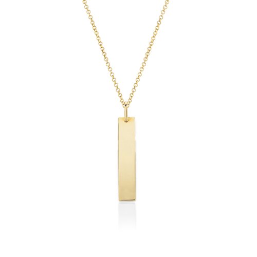 Geometry Rectangular Dog tag in 10k Gold Necklace