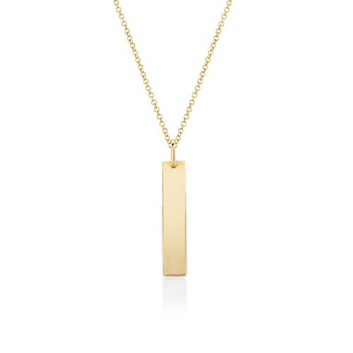 Geometry Rectangular Dog tag in 10k Gold Necklace