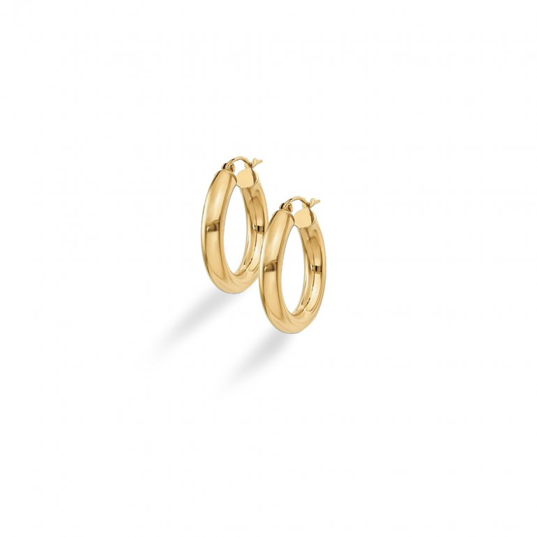 Bold Small Wide Round Hoop Earring in 10k Gold -Yellow