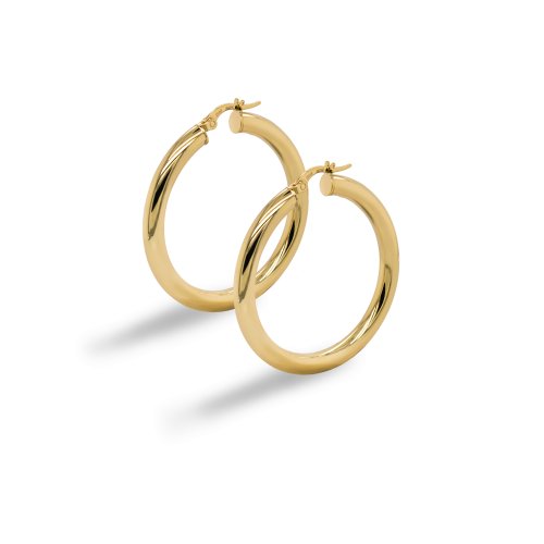 Bold Large Wide Tube Hoop Earring in 10k Gold, 4mm