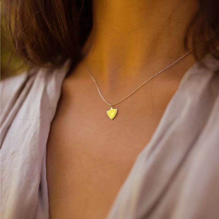 Elegant Shield Necklace in 10K Gold