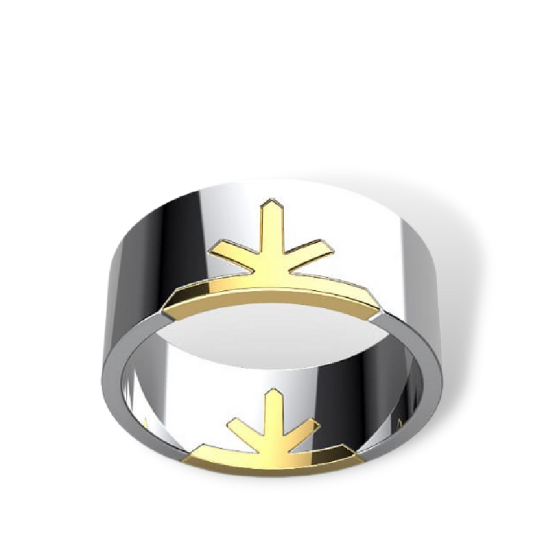Truss Bold Band Ring in 18 K Two Tone White Gold