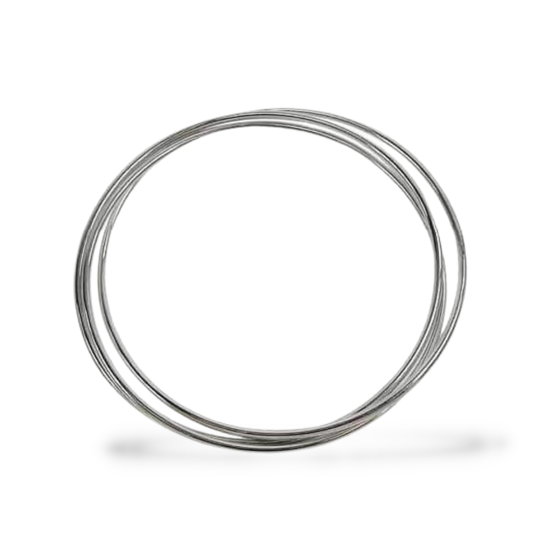 Strata Three Layers Solid Half Round Loop Bangles in Sterling Silver