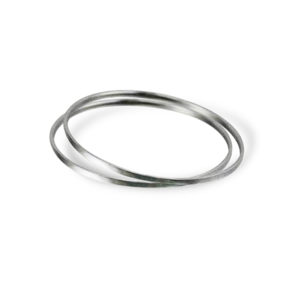 Strata Two Layers Flat Round Bangles in Sterling Silver