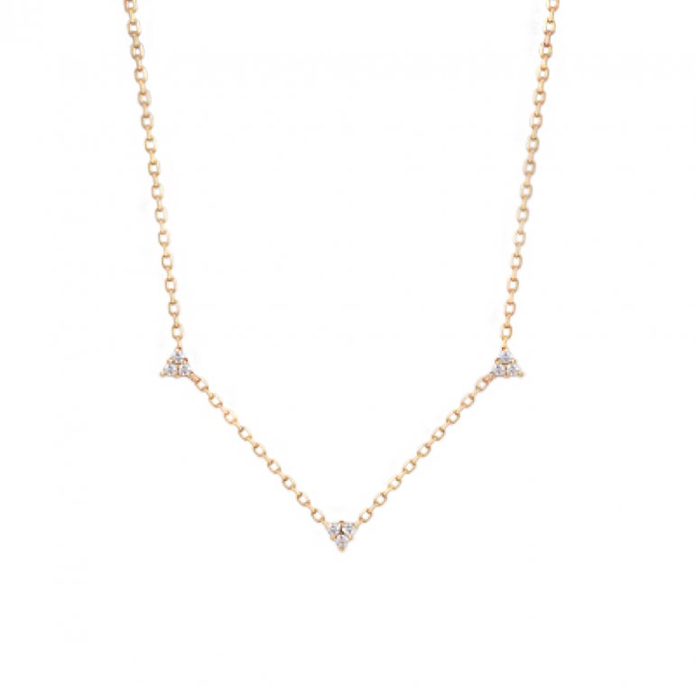 Multi Triangle Diamonds Necklace in 14K Gold