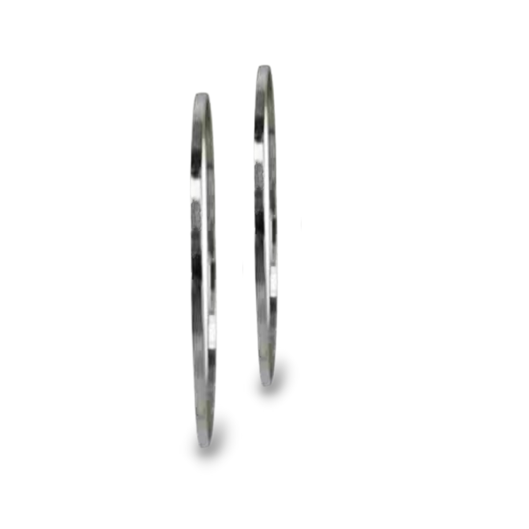 Strata Two Layers Flat Round Bangles in Sterling Silver