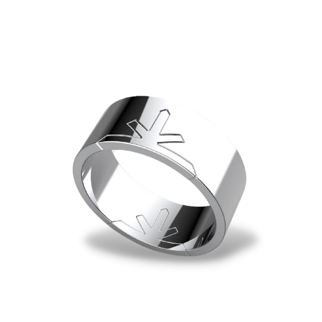 Truss Bold Band Ring in 18 K White Gold