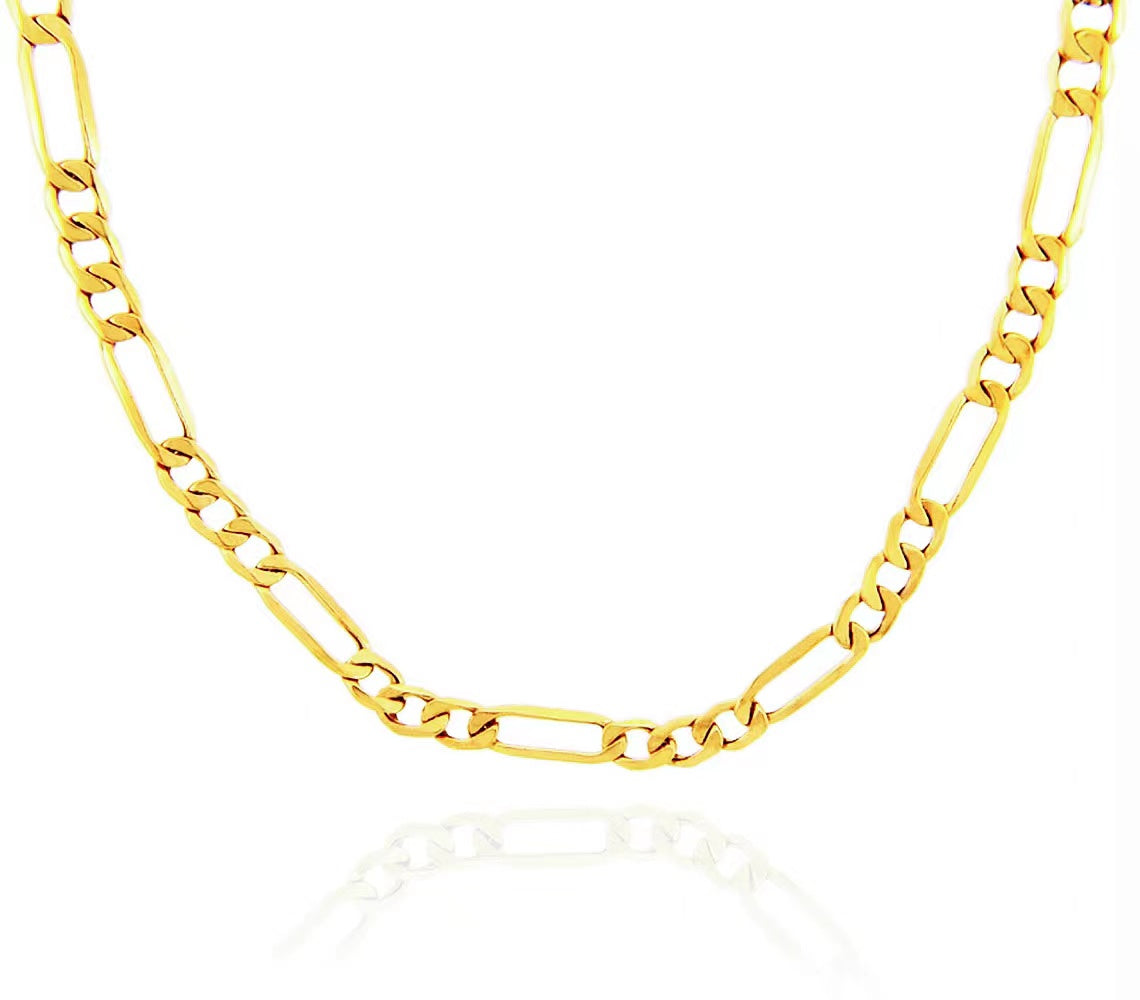 Figaro Chain in 18K Gold Plated Sterling silver, 4.5mm