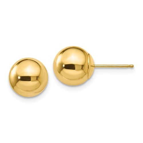 Large Ball Stud Earrings 8mm in 10k Gold-Yellow Gold