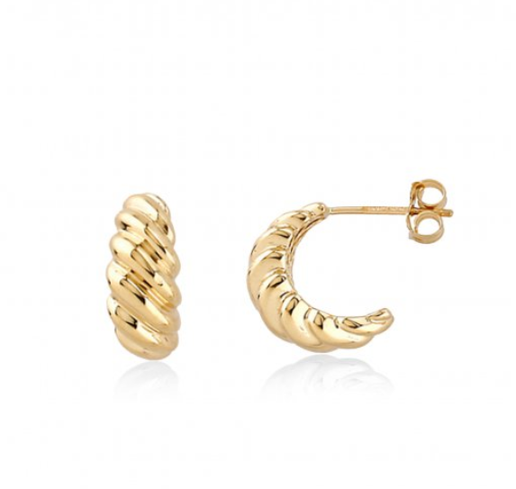 Gold Croissant Hoop Stud in 10K Yellow Gold