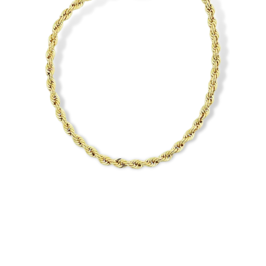 Small Rope Chain Bracelet in 14K Gold, 1.3mm