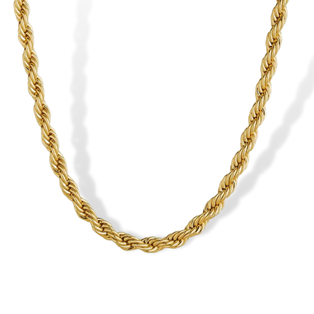 Extra Wide Chunky Hollow Rope Chain Necklace in 10K Gold, 8mm