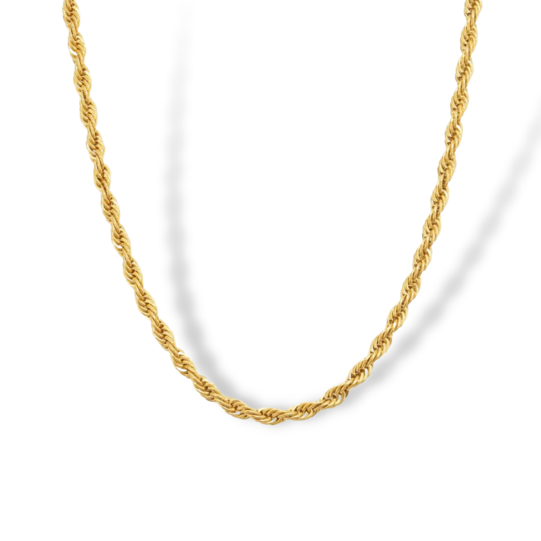 Hollow Rope Chain Necklace in 10K Gold, 3mm