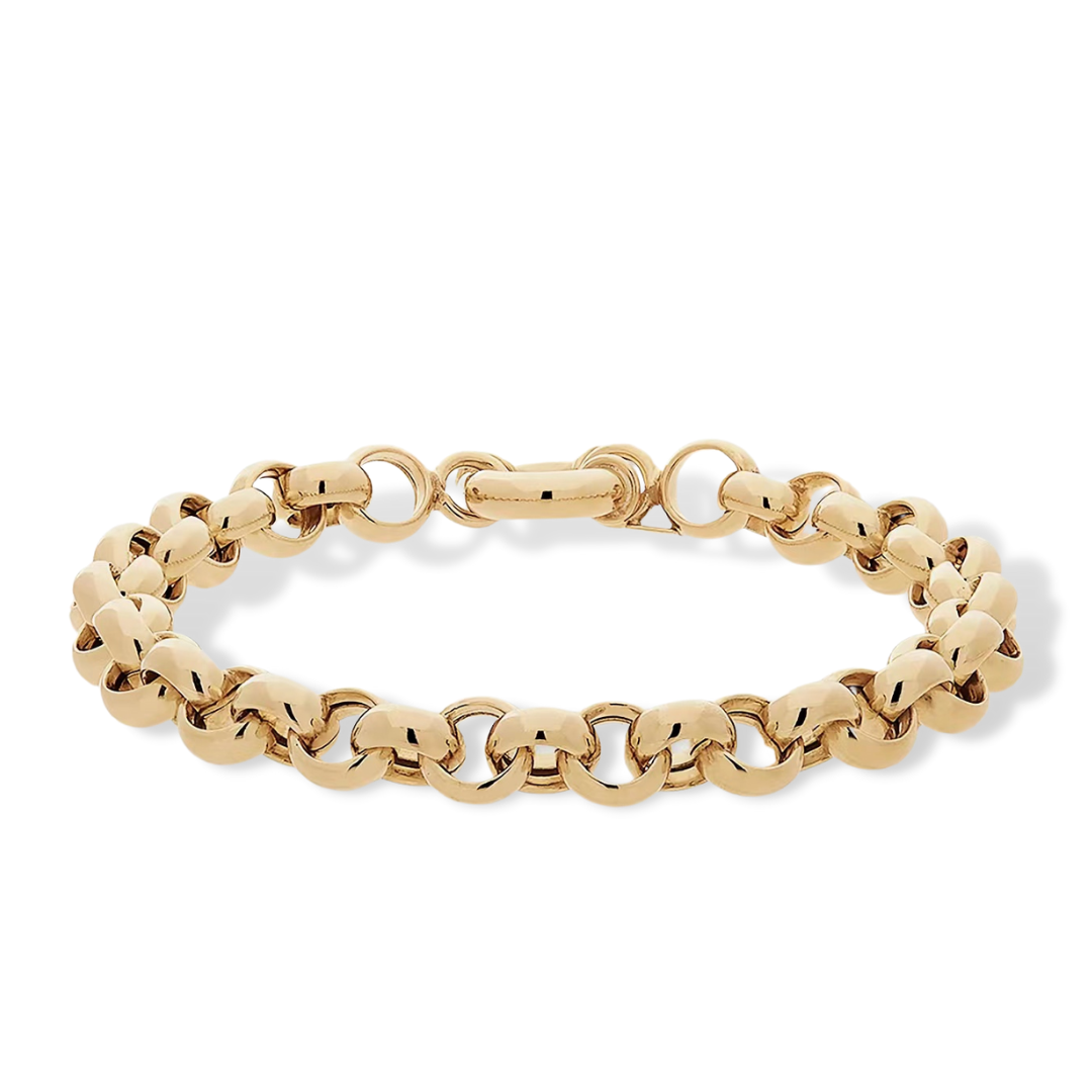 Hollow Bold Link Bracelet in 14K Gold-Yellow/White