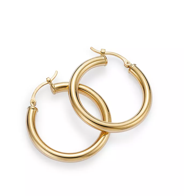 Small Round Tube Hoop Earring in 14k Gold, 3mm