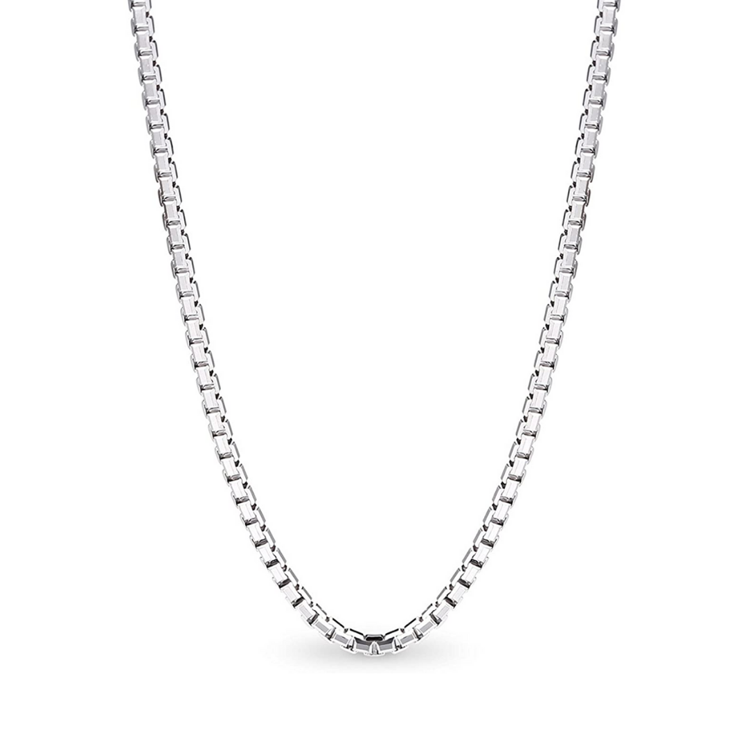 Medium Box Chain Necklace in Sterling Silver, 3.8MM