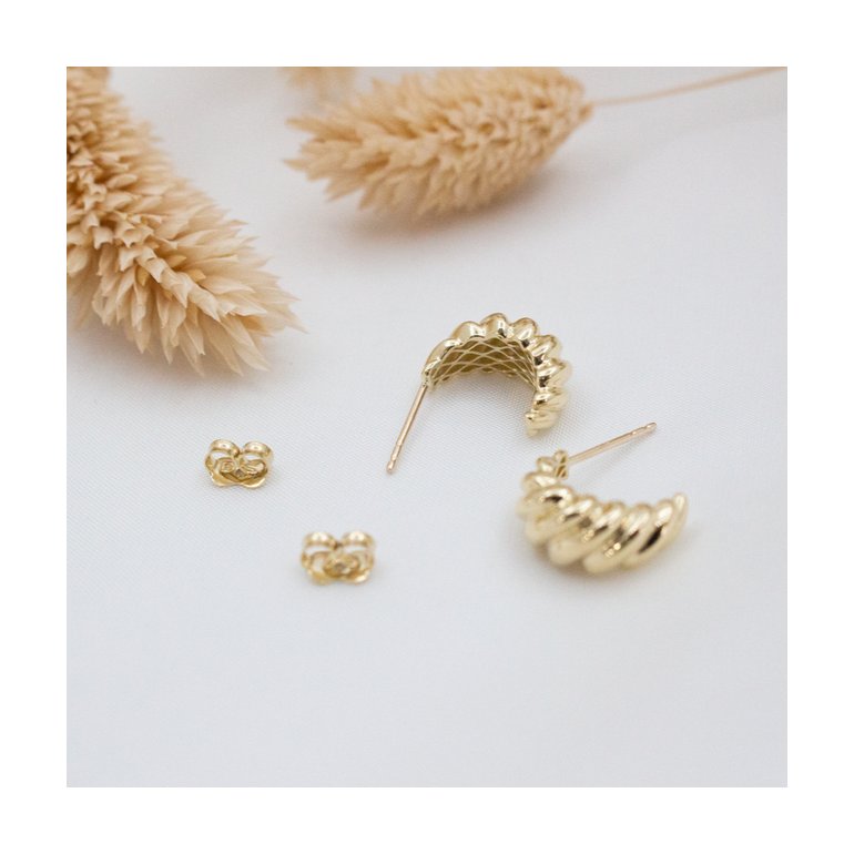 Gold Croissant Hoop Stud in 10K Yellow Gold