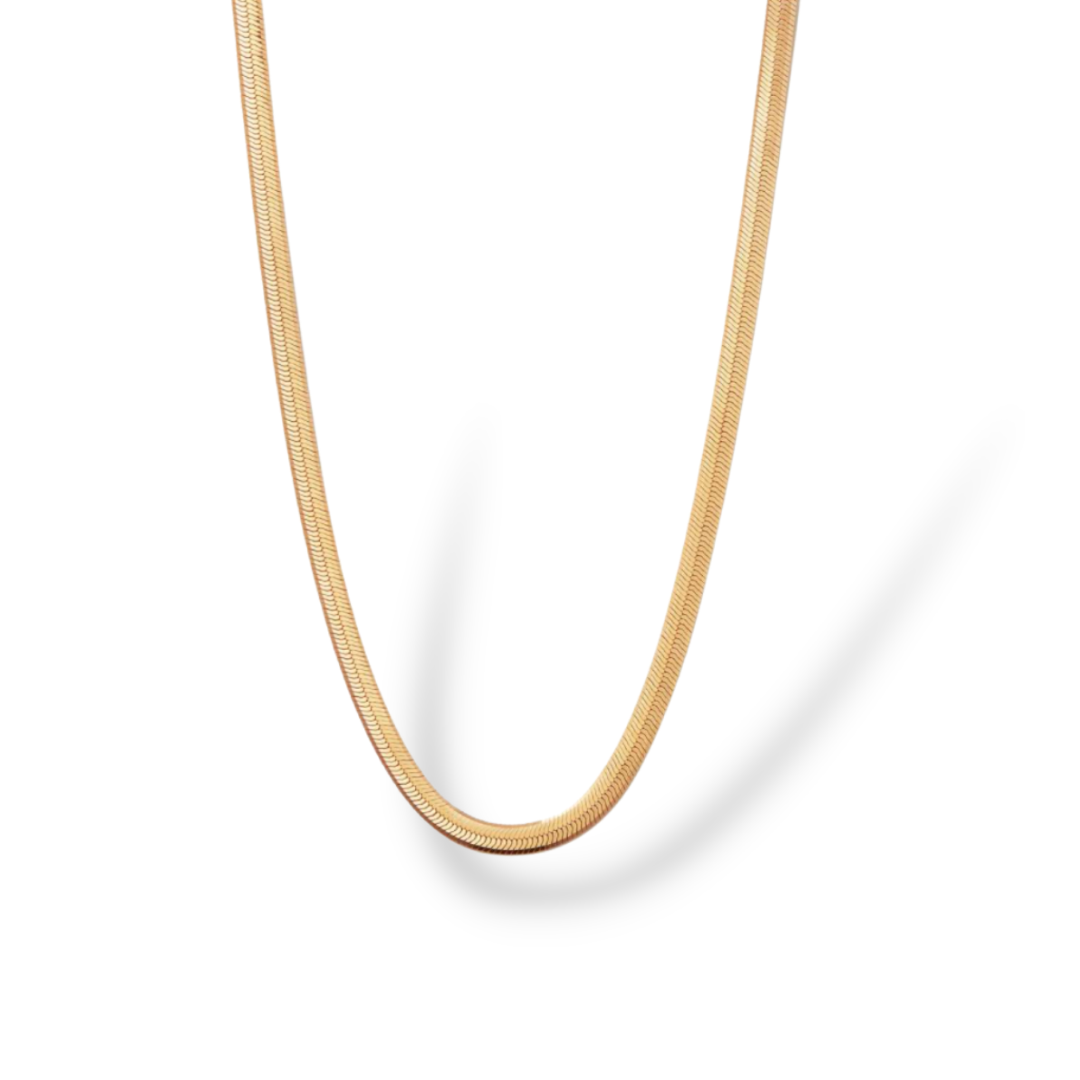 Herringbon Chain in Sterling Silver with 18k Plated Gold, 3.5mmW