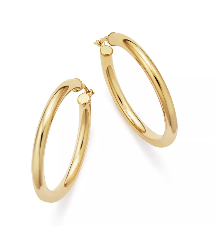Small Round Tube Hoop Earring in 14k Gold, 3mm