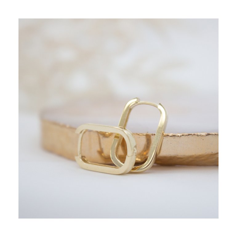 Gold Flat Oval Huggie in 10K Yellow Gold
