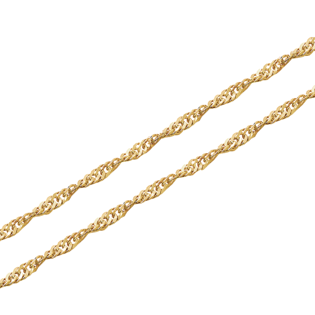 Signapore Chain Necklace in 10K Gold,2mm W