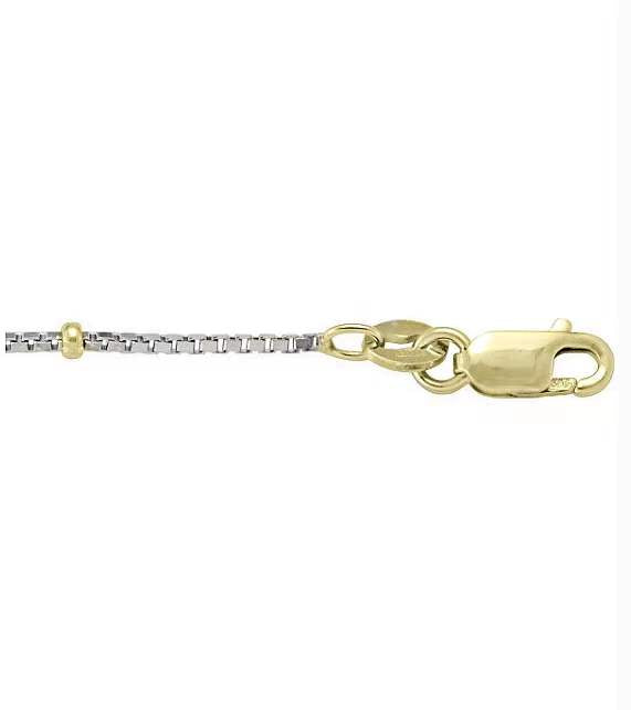 Two Tone Bead and Chain Necklace in 14K Gold
