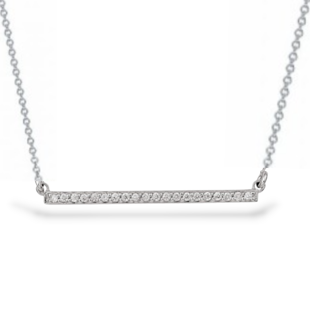 Horizontal Bar Necklace in 14K White Gold, with Diamonds
