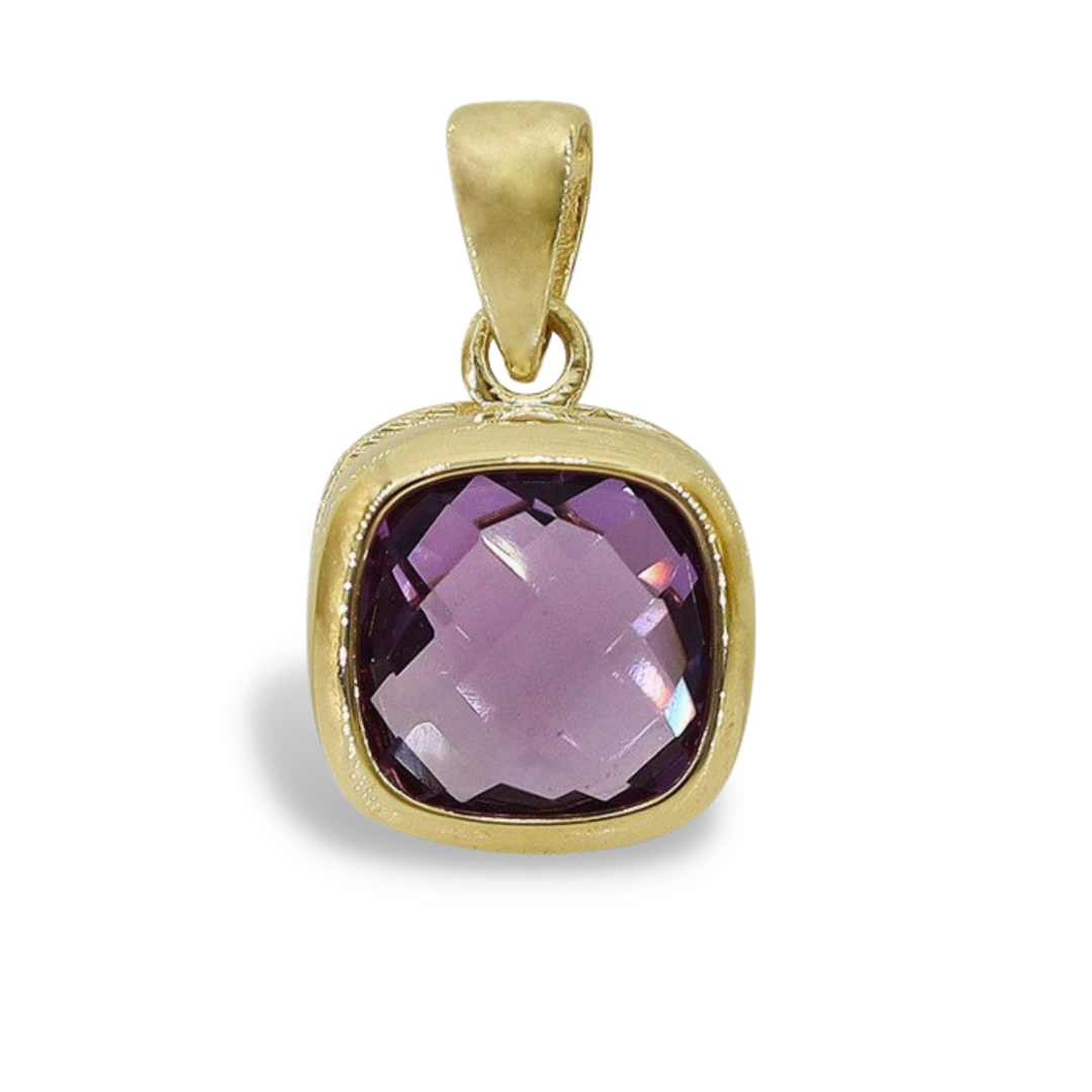 Candy Pendant with Amethyst in 10K Yellow Gold, 7mm