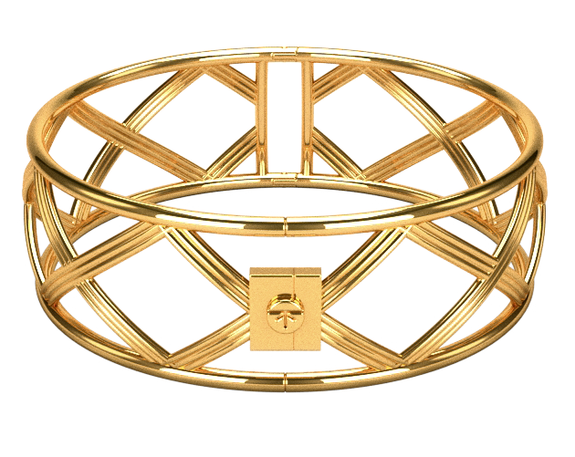 Truss Structure Bangle in 18 K