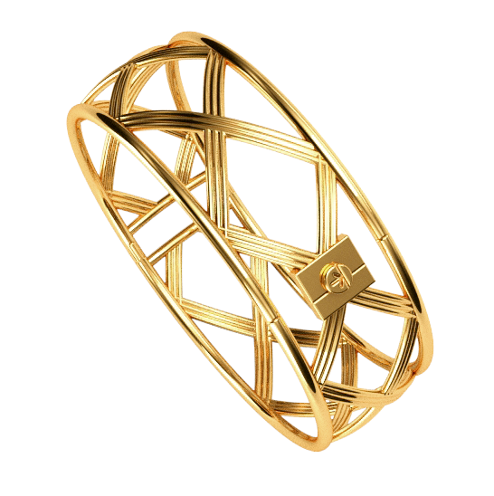 Truss Structure Bangle in 18 K