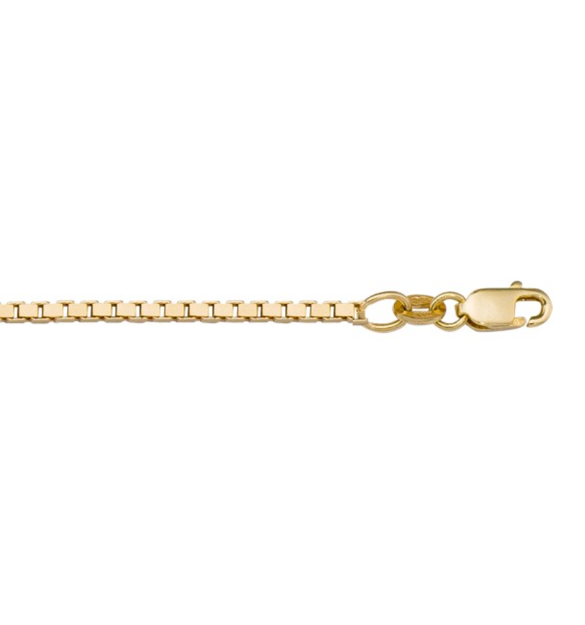 Small Solid Box Chain Necklace in 10K Gold, 1.7mm