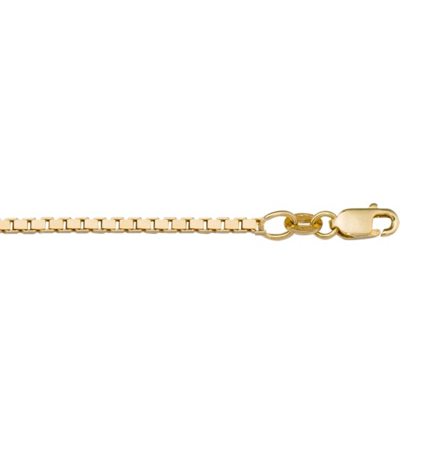 Small Solid Box Chain Necklace in 10K Gold 1.7mm FOURTRUSS