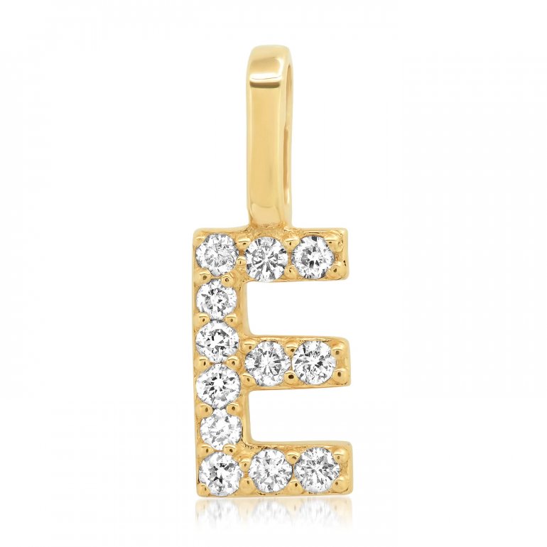 Gold Diamond Alphabet Pendants -14k Yellow Gold