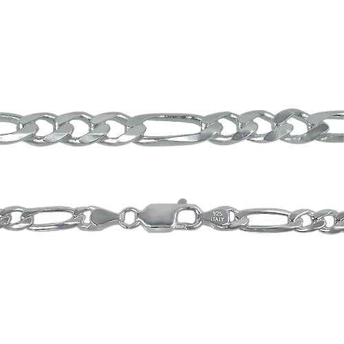 Strata Two Layers Figaro Chain Anklet in Sterling Silver