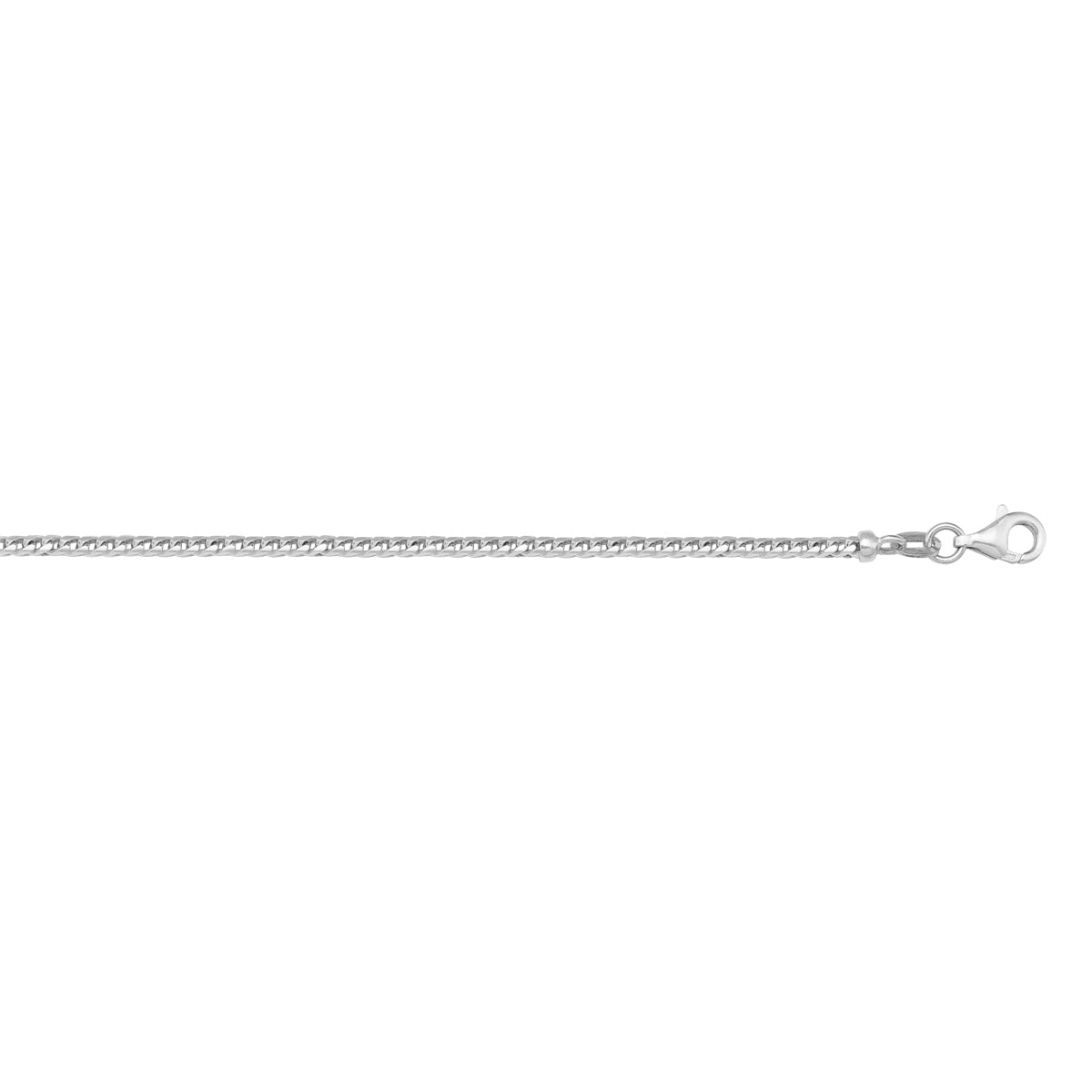 Small Solid Cable Chain Necklace in 18K White Gold, 1mm