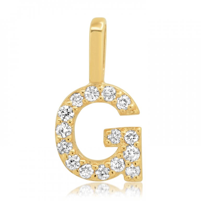 Gold Diamond Alphabet Pendants -14k Yellow Gold