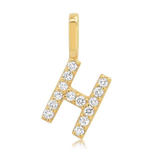 Gold Diamond Alphabet Pendants -14k Yellow Gold