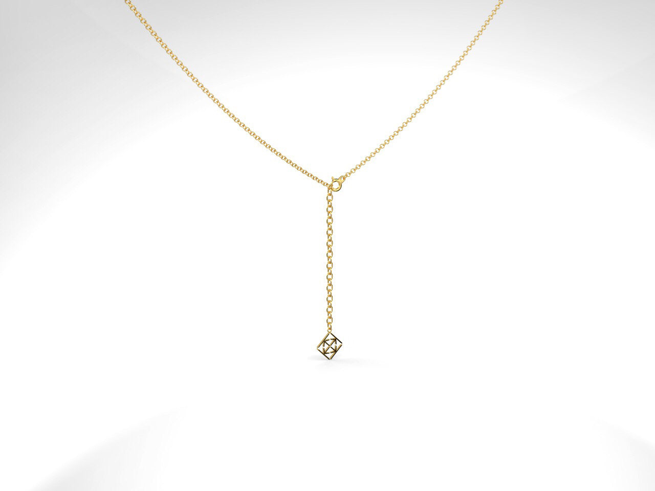 Fourtruss Pendant with Chain in 18K Yellow Gold