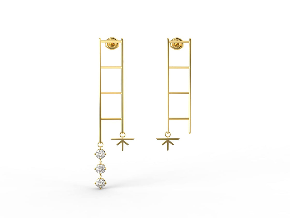 Truss Structure Earring in 18 K and Diamonds