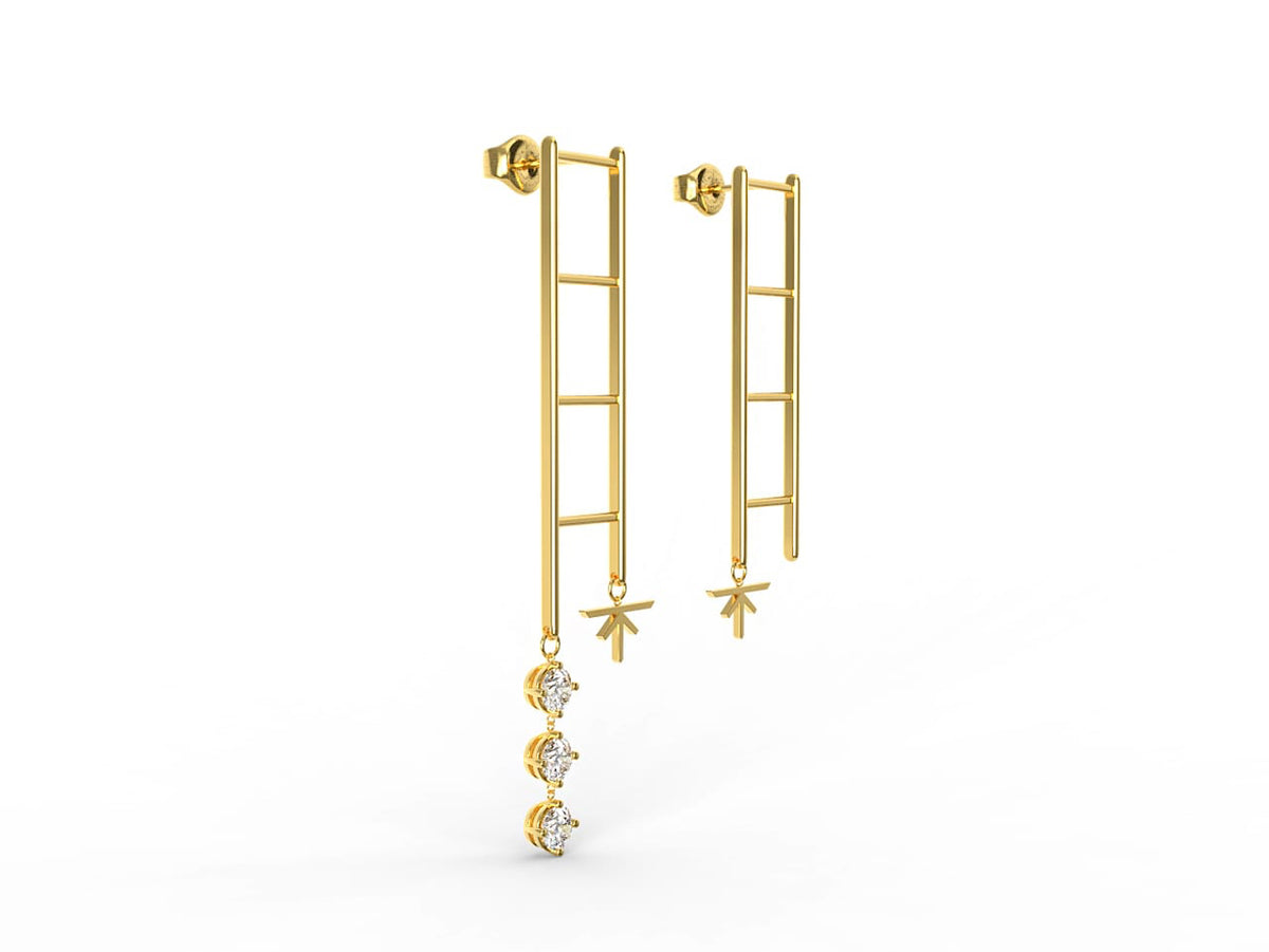 Truss Structure Earring in 18 K and Diamonds