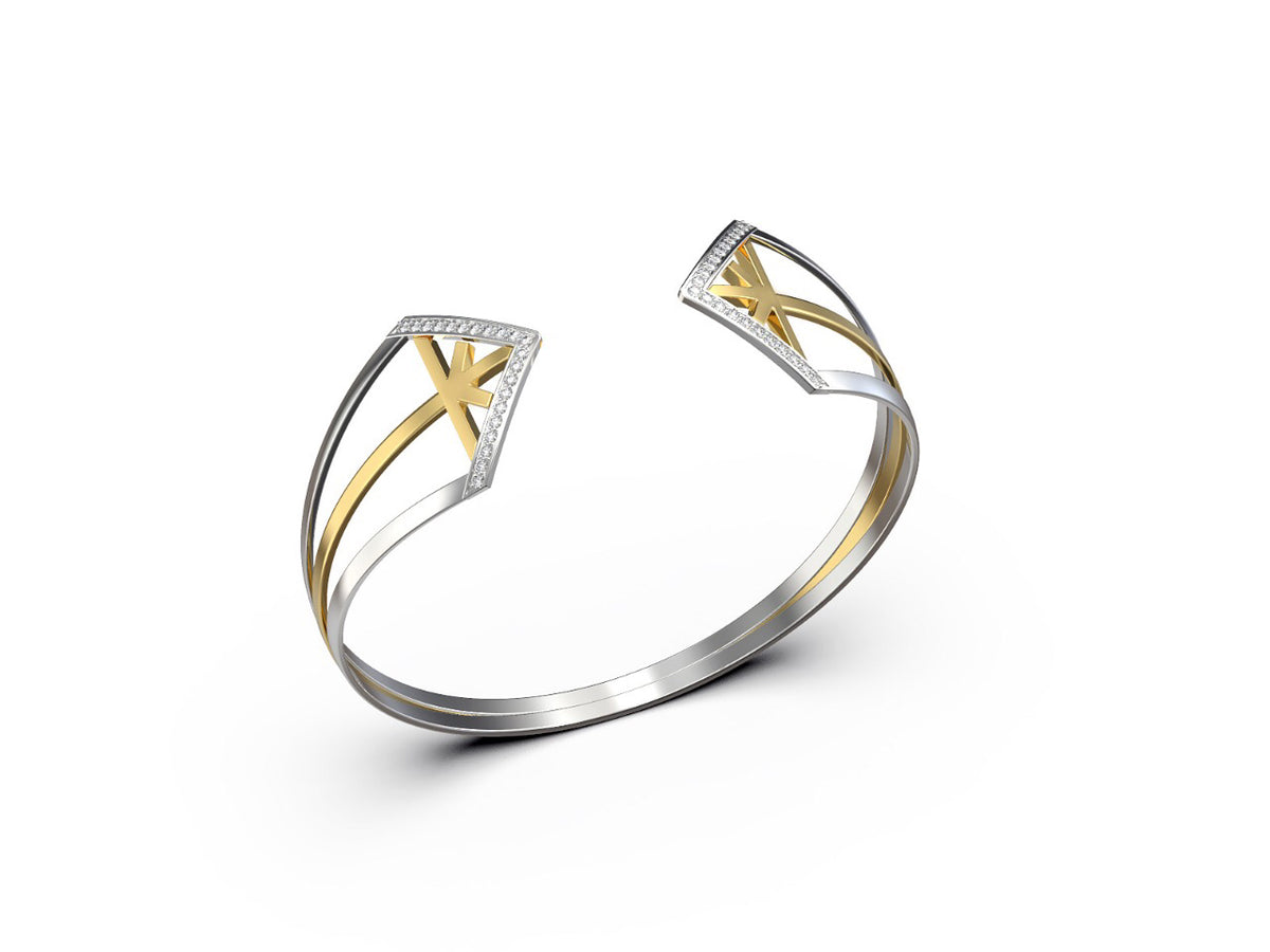 Truss Embrace Sharable Diamond Bangle in 18K White Gold