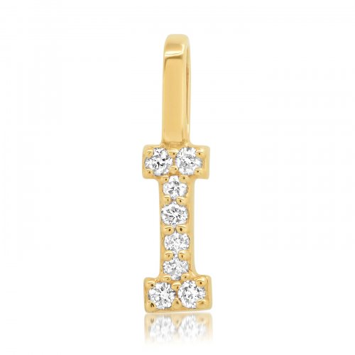 Gold Diamond Alphabet Pendants -14k Yellow Gold