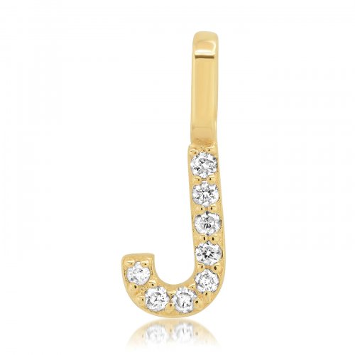 Gold Diamond Alphabet Pendants -14k Yellow Gold
