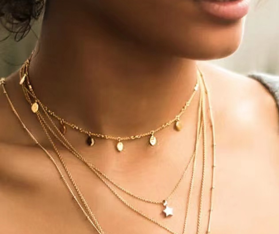Geometrique Oval Drops Necklace in 10k Yellow Gold