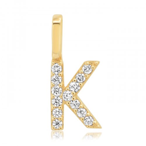 Gold Diamond Alphabet Pendants -14k Yellow Gold